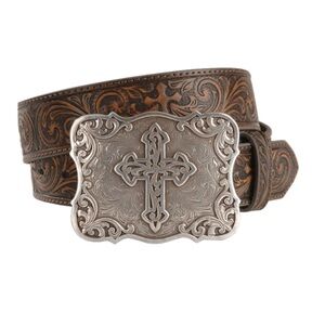 Nocona Belt CO. Women’s Embossed Leather Cross Buckle Belt